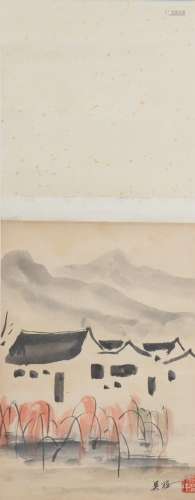 Chinese Village Painting, Wu Guanzhong Mark