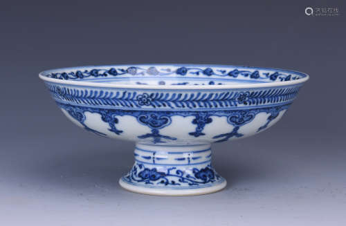 Blue and White Lotus Stem Plate