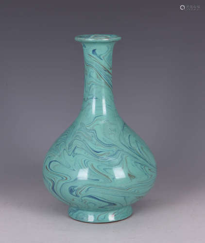 Turquoise Twisted Glaze Bottle Vase