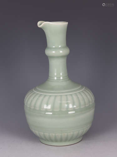 Moulded Celadon Glaze Floral Pot