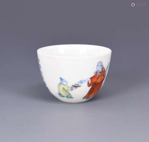 Doucai Glaze Figure Cup