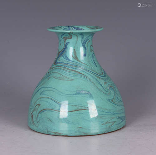 Turquoise Twisted Glaze Flaring Zun