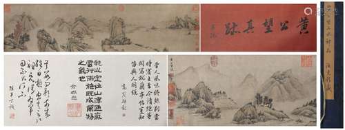 Chinese Calligraphy and Landscape Painting Hand Scroll, Huan...