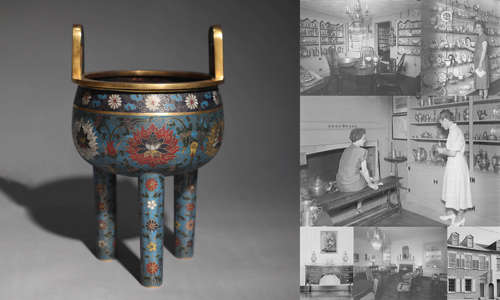 Cloisonne Enamel Lotus Tripod Censer