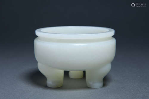 Carved Jade Tripod Censer