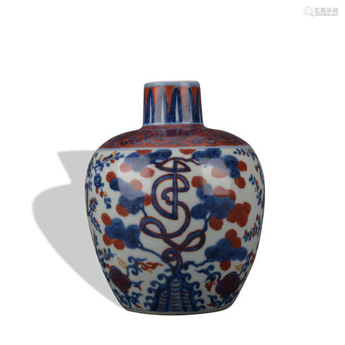 An underglaze-blue and copper-red vase