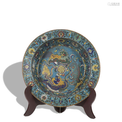 A Cloisonne enamel 'dragon' dish