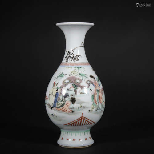 A Wu cai 'figure' vase