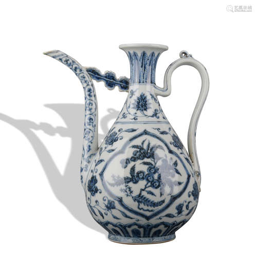 A blue and white 'floral' winepot