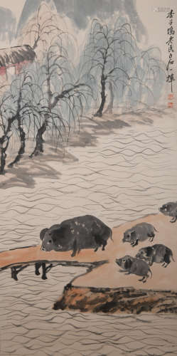 A Qi baishi's pig painting