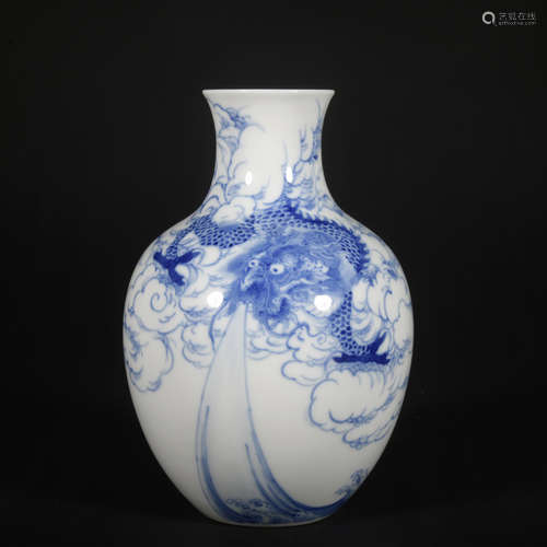 A blue and white 'dragon' vase