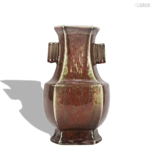 A flambe glazed vase