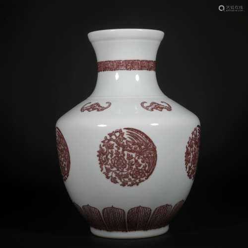 An allite red glazed 'floral' vase