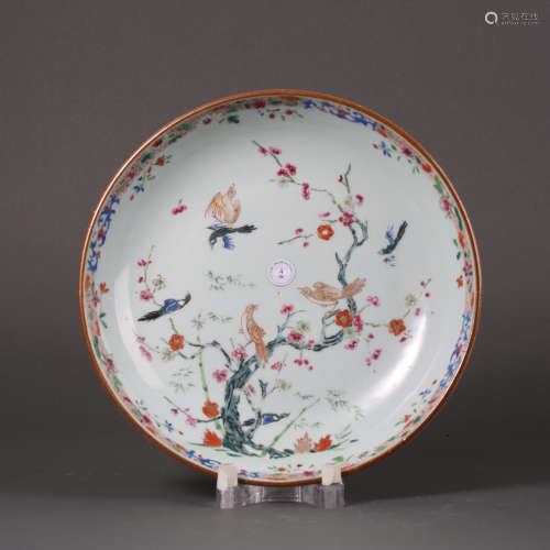 十八世纪 粉彩描金花鸟纹盘