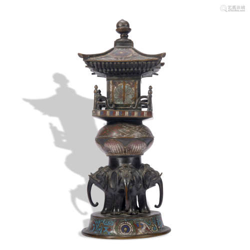 A Cloisonne enamel pagoda