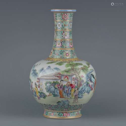 Qing Dynasty Qianlong Period Famille Rose Porcelain Gold Pai...