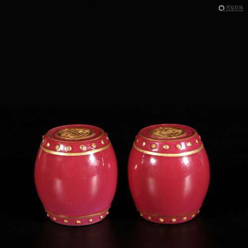 Pair Of Fanhong Porcelain Lucky Drums,China