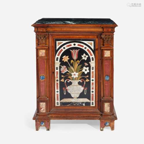 An Italian Renaissance Style Carved Walnut Cabinet with Piet...