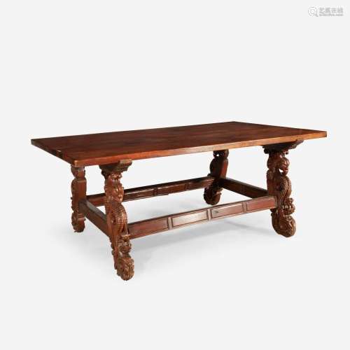 A Baroque Revival Carved Walnut Center Table possibly Scandi...