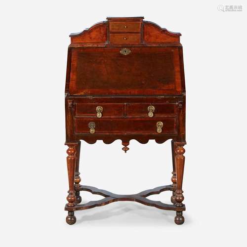 A William & Mary Style Burl Walnut and Walnut Writing De...