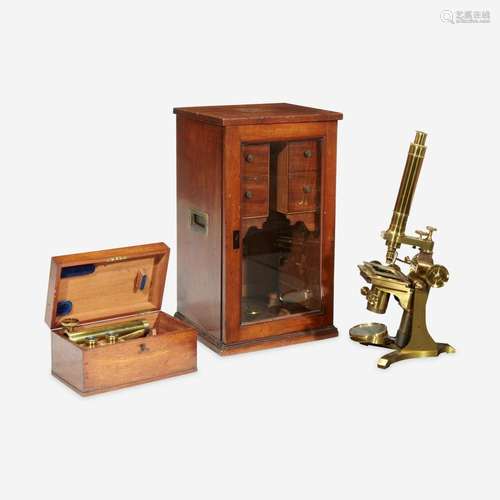 A Victorian Brass Compound Binocular Microscope A. Ross, Lon...