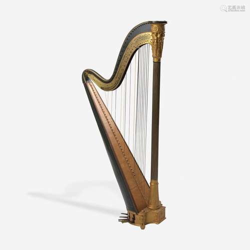 A Sebastian Erard Parcel Gilt and Green-Painted Harp 19th ce...