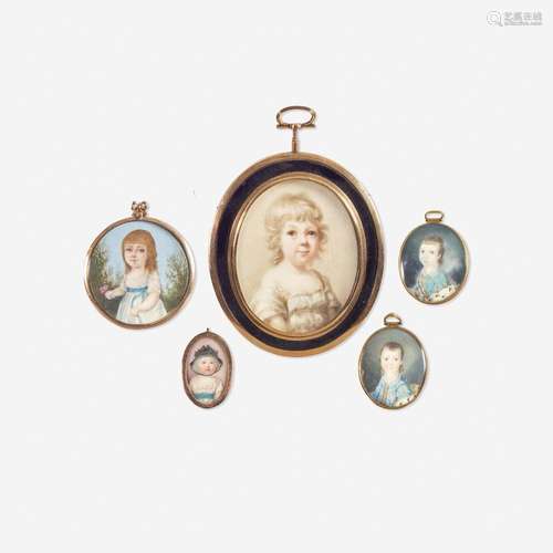 English School 18th/19th century Group of Five Portrait Mini...