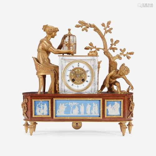 A Napoleon III Gilt Bronze and Cut Glass Figural Mantel Cloc...