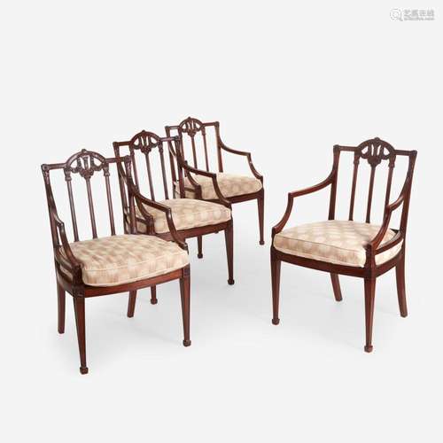 A Set of Four George III Carved Mahogany Armchairs circa 180...