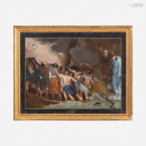 A verre églomisé Painting Depicting a Scene from The Tempest...