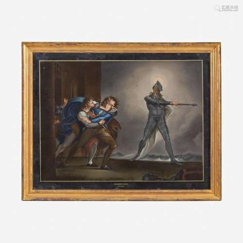 A verre églomisé Painting Depicting a Scene from Hamlet afte...