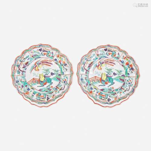 A Pair of Worcester Shaped Porcelain Plates circa 1775