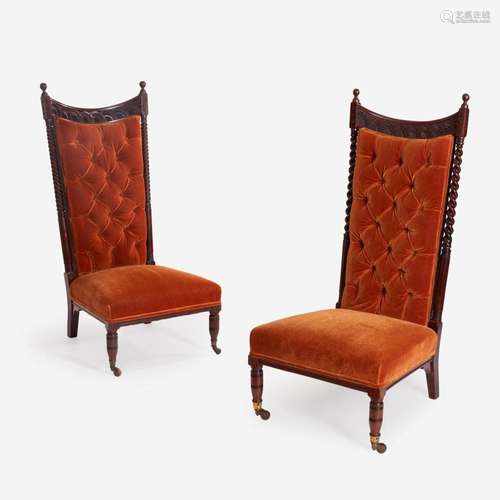 A Pair of English Aesthetic Movement Mahogany Hall Chairs At...