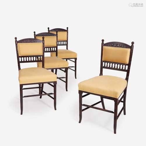 A Group of Four English Aesthetic Movement Rosewood Side Cha...