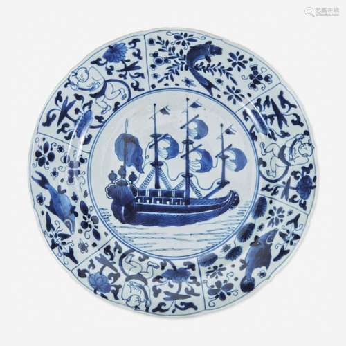 A Chinese Export Porcelain Blue and White Charger early 18th...