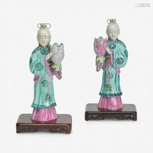 A Pair of Chinese Export Porcelain Famille Rose Candlestick ...