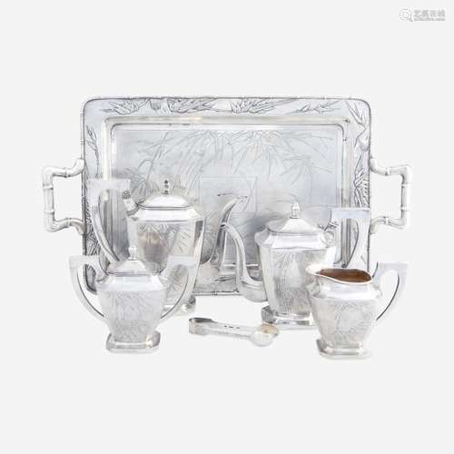 A Chinese Export Silver Five-Piece Tea and Coffee Service Ze...