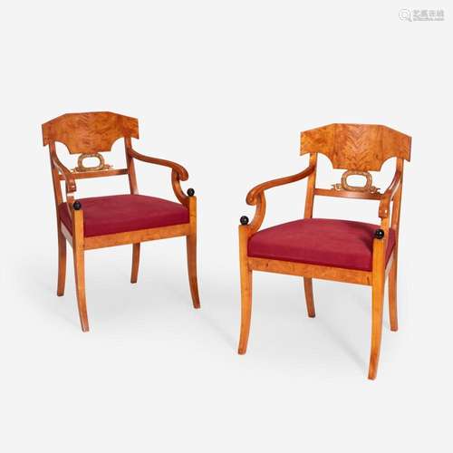 A Pair of Swedish Neoclassical Birchwood Ebonized and Parcel...