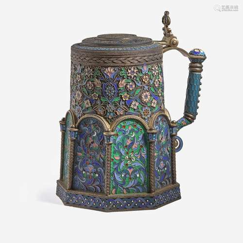 A Russian Silver-Gilt Plique-à-Jour and Cloisonné Imperial P...