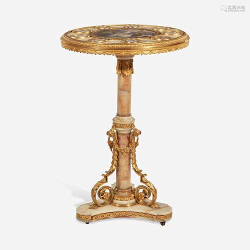 A Fine Sèvres Style Porcelain-Inset Gilt Bronze Mounted Onyx...