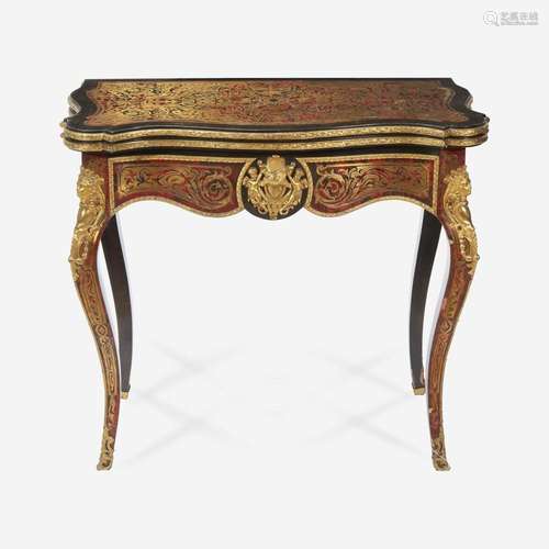 A Napoleon III Tortoiseshell and Brass Boulle Marquetry Fold...