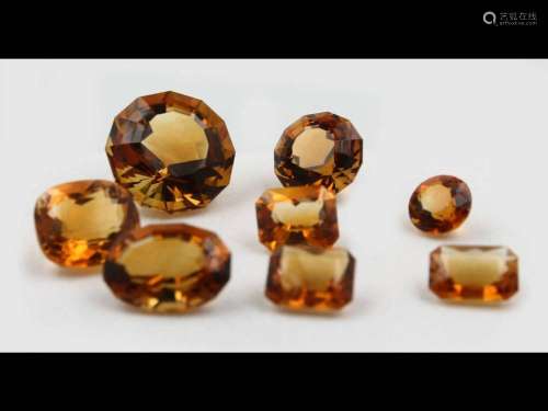 Lot 8 loose bevelled citrines, total 44.04 ct,in different