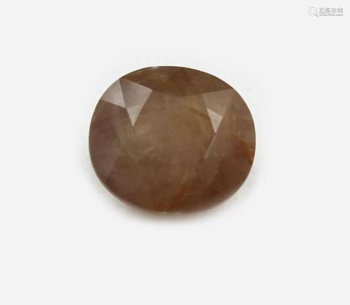 Loose oval bevelled sapphire 14.76 ct, deep, orangy
