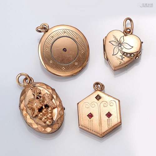 Lot 4 Art Nouveau lockets, 1900/10s