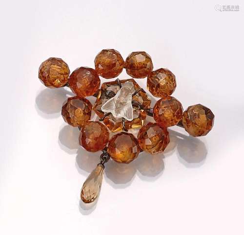 Brooch with citrines and rock crystal