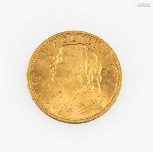 Gold coin, 20 Swiss Francs, Switzerland, 1935