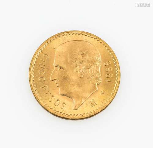 Gold coin, 5 Pesos, Mexico, 1955