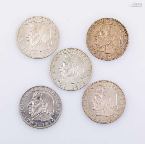 Konvolut 5 silver coins, Germany 1964