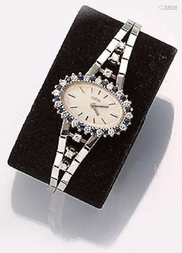 14 kt gold jewelry watch with sapphires and brilliants