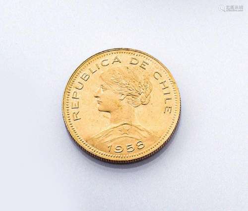 Gold coin, 100 Pesos, Chile, 1958
